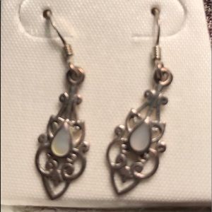 💙Sterling and moonstone filigree drop earrings